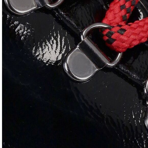 SCHUTZ Patent Leather‎ Hiking Boots Booties, Red Laces/Black, Size 6.5, NWOT - Picture 5 of 17